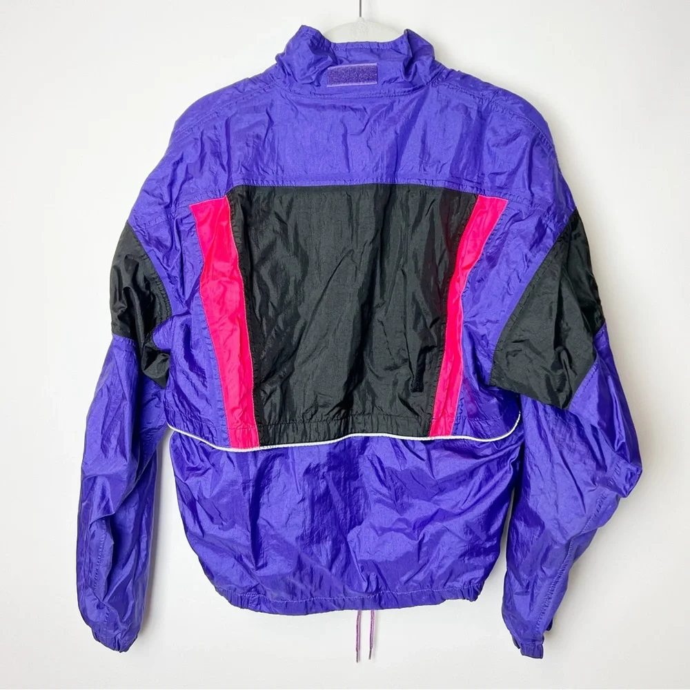 Vintage 80s/90s Asics MFT Purple Black Windbreaker Size Small - Picture 2 of 5